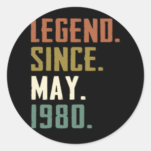 42 Years Old Legend Since May 1980 42nd birthday Classic Round Sticker