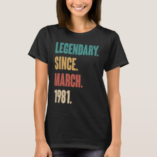 42 Years Old Vintage 1981 Birthday March 42nd Deco T-Shirt