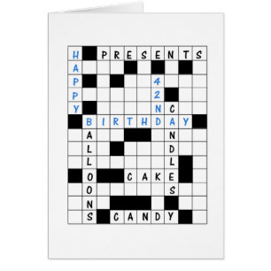 42e anniversaire, Crossword Puzzle carte d'anniver