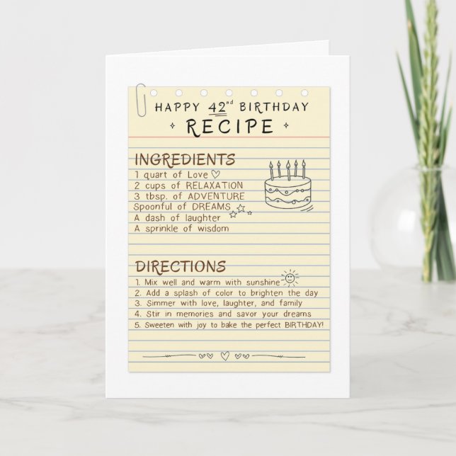 42e carte d'anniversaire pour les personnes qui ai (Devant)