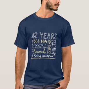 42nd Birthday - 42 Years in Hours Black & Gold T-Shirt