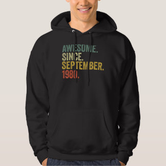 42nd Birthday Awesome Since September 1980 42 Year Hoodie