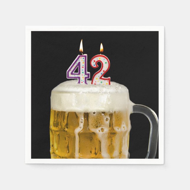42nd Birthday Beer on black Napkin (Front)