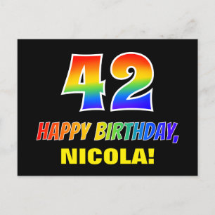 42nd Birthday: Bold, Fun, Simple, Rainbow 42 Postcard