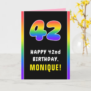 42nd Birthday: Colourful Rainbow # 42, Custom Name Card