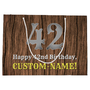 42nd Birthday: Country Western Inspired Look, Name Large Gift Bag
