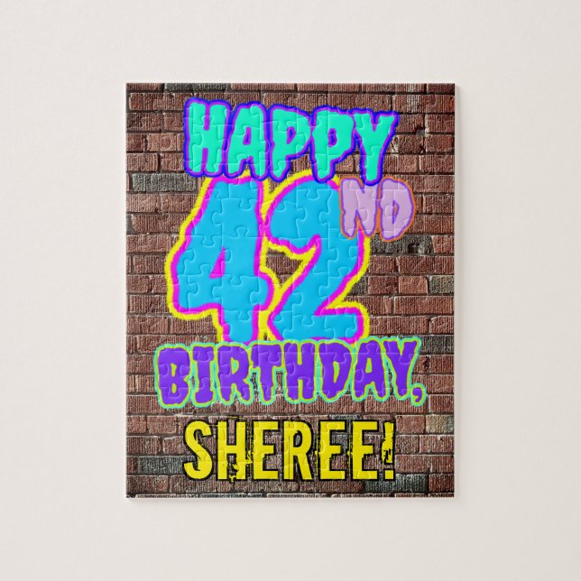 42nd Birthday ~ Fun, Urban Graffiti Inspired Look Jigsaw Puzzle (Vertical)