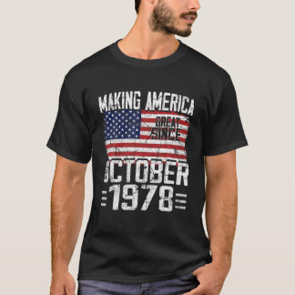 42nd Birthday Gift October 1978 American Flag 42 Y T-Shirt