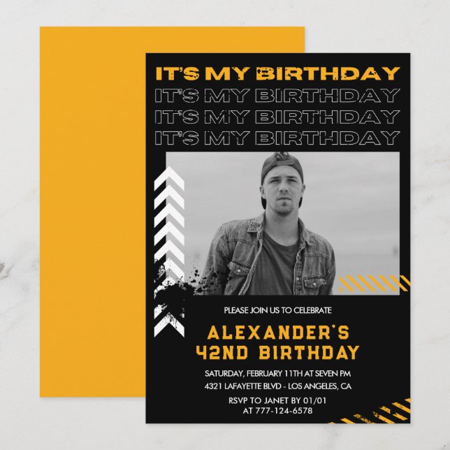 42nd birthday invitations Men Photo Spray paint (Front/Back)