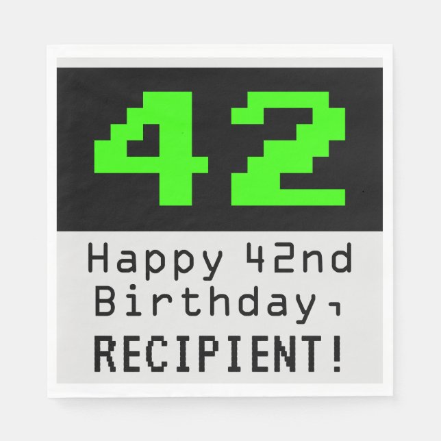42nd Birthday - Nerdy / Geeky Style "42" & Name Napkin (Front)