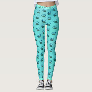 42nd Birthday or Anniversary Peacock Pattern Leggings