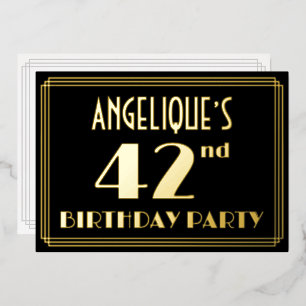 42nd Birthday Party: Art Deco Look “42”, w/ Name