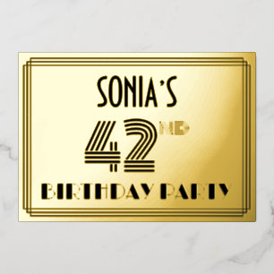 42nd Birthday Party — Art Deco Style “42” & Name