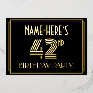 42nd Birthday Party — Art Deco Style “42” + Name