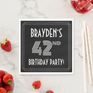 42nd Birthday Party: Art Deco Style + Custom Name Napkin