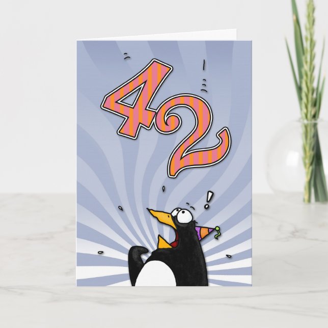 42nd Birthday - Penguin Surprise Card (Front)