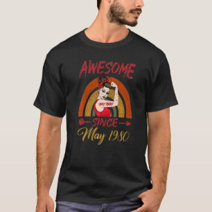 42nd Birthday Queen Awesome Since May 1980 Rainbow T-Shirt