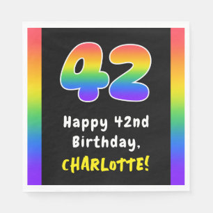 42nd Birthday: Rainbow Spectrum # 42, Custom Name Napkin