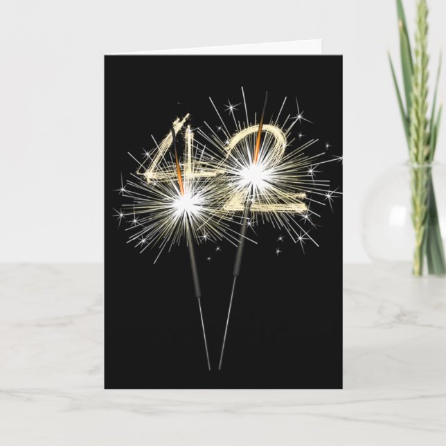 42nd Birthday Sparklers on Black Card (Front)