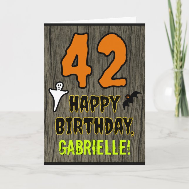 42nd Birthday: Spooky Halloween Theme, Custom Name Card (Front)