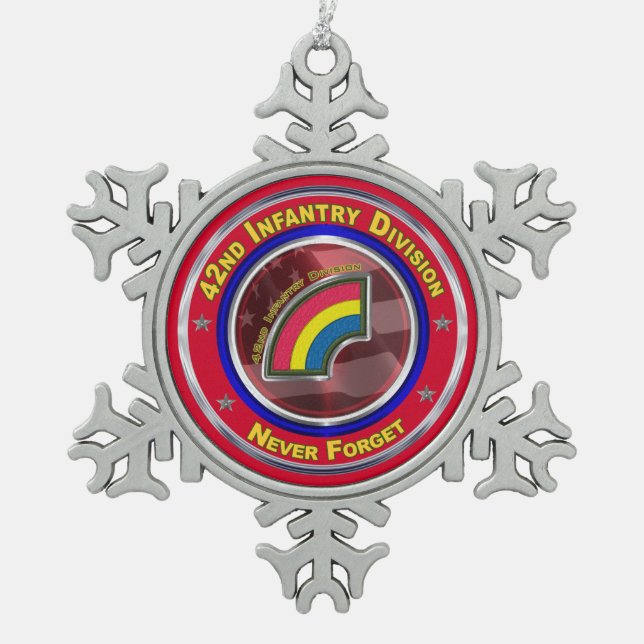 42nd Infantry Division Keepsake Snowflake Pewter Christmas Ornament (Front)