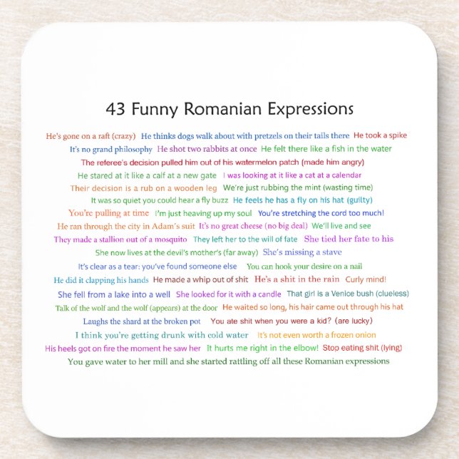 43 Funny Romanian Expressions Conversation Piece  Coaster (Front)