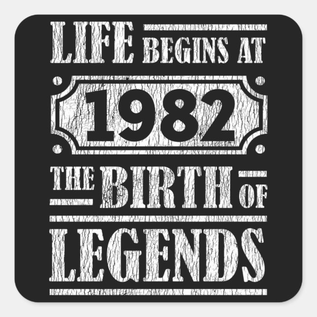 43 Year Old 1982 Birth Of Legend 43rd Birthday Square Sticker (Front)