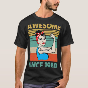43 Year Old Awesome Since 1980 43rd Birthday T-Shirt