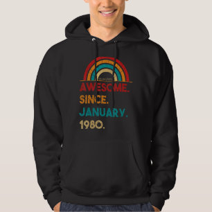43 Year Old Awesome Since January 1980 43rd Birth Hoodie