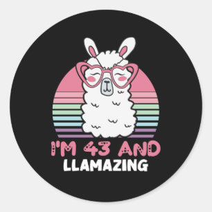 43 Year Old Bday Llamazing 43rd Birthday Llama Classic Round Sticker