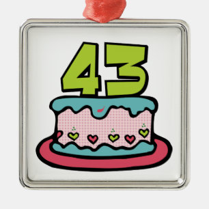 43 Year Old Birthday Cake Metal Ornament