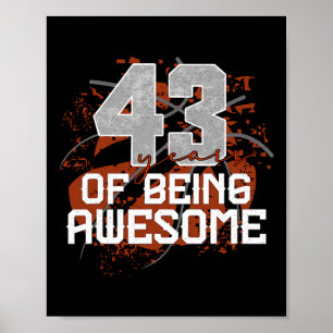 43 Years Of Being Awesome Sketll 43th Birthday Gif Poster