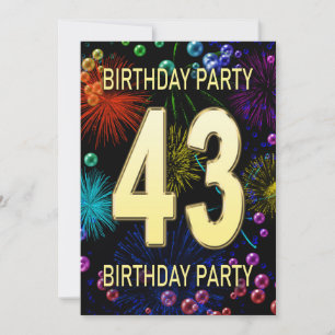 43e anniversaire fêtards Invitation feux d'artific