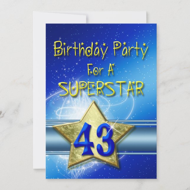 43e anniversaire Invitation pour une superstar. (Devant)
