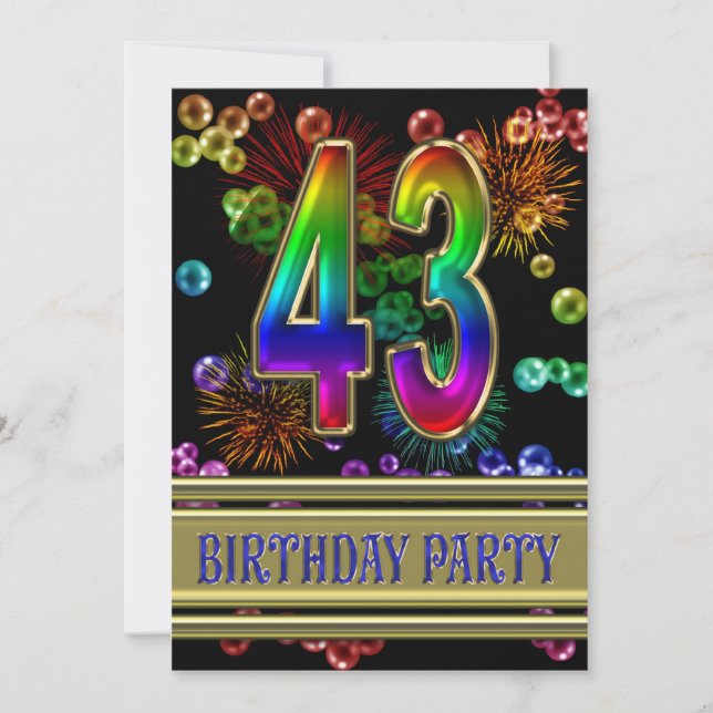 43e fête d'anniversaire Invitation avec bulles (Devant)