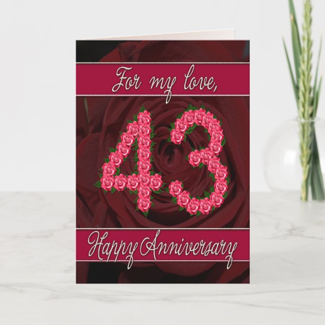 43rd anniversary card with roses and leaves (Front)