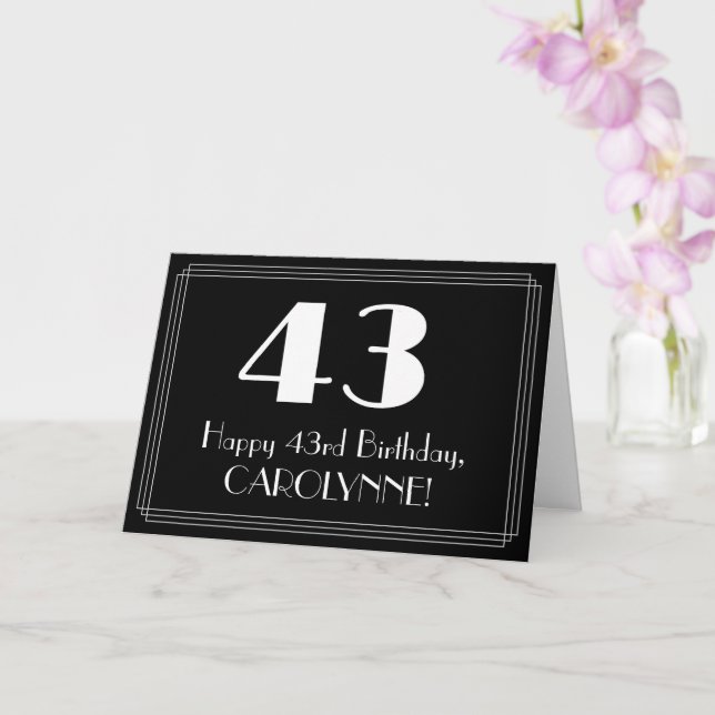 43rd Birthday ~ Art Deco Inspired Look "43", Name Card (Orchid)