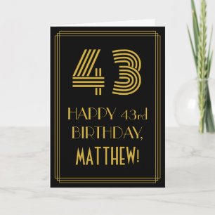 43rd Birthday: Art Deco Inspired Look "43" & Name Card