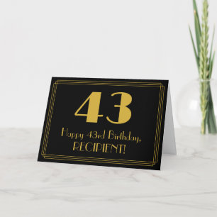 43rd Birthday: Art Deco Inspired Look "43" + Name Card