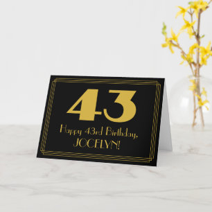 43rd Birthday: Art Deco Inspired Look "43" & Name Card