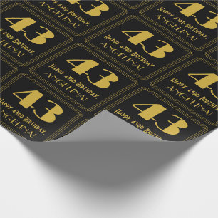 43rd Birthday ~ Art Deco Inspired Look "43", Name Wrapping Paper