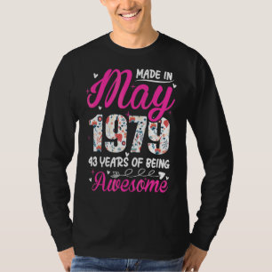 43rd Birthday Awesome Since May 1979 Floral T-Shirt