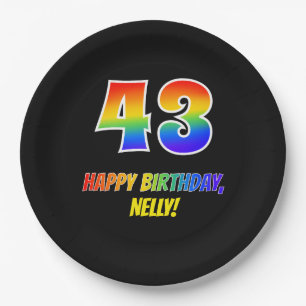 43rd Birthday: Bold, Fun, Simple, Rainbow 43 Paper Plate