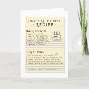 43rd Birthday Card for people that like to cook