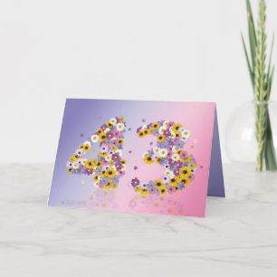 43rd birthday card with flowery letters