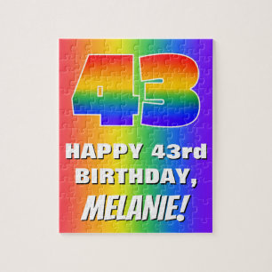 43rd Birthday: Colourful, Fun Rainbow Pattern # 43 Jigsaw Puzzle