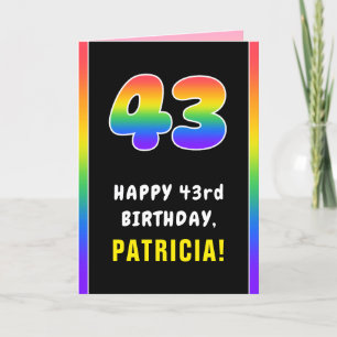 43rd Birthday: Colourful Rainbow # 43, Custom Name Card