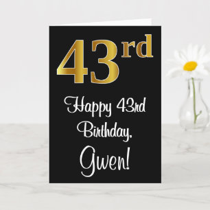 43rd Birthday ~ Elegant Luxurious Faux Gold Look # Card