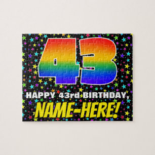 43rd Birthday — Fun, Colourful Star Field Pattern Jigsaw Puzzle