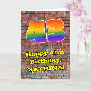 43rd Birthday: Fun Graffiti-Inspired Rainbow 43 Card